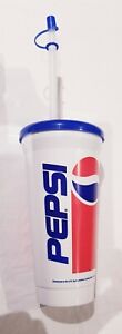 Vintage Pepsi Plastic Cup with Straw Tumbler - RETRO & COOL! 80s or 90s? 