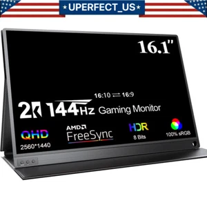 UPERFECT 16.1" 144Hz 2K Portable Monitor HDMI USB C External Second Screen Used - Picture 1 of 20