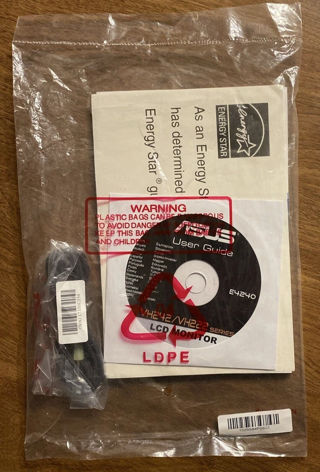 NEW SEALED LCD MONITOR USER MANUAL GUIDE & CD FOR ASUS E4240 VH242 VH222 SERIES - Image 1 of 4