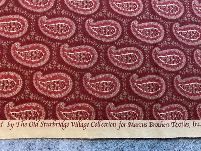 Sturbridge Village Judie Rothermel Marcus Cotton Fabric  20x44 paisley red - Image 1 of 2