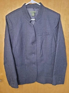 Chaqueta Blazer Orvis Mujer Cuello Mandarín Forrada Lana Gris Talla 12 - Imagen 1 de 6