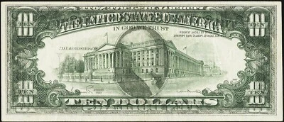 MASSIVE DEEP FULL OFFSET Printing 1981 $10 Dollar XF / AU Spectacular Error Note - Image 1 of 2