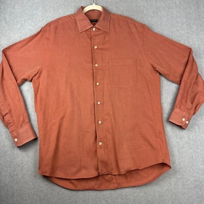 Camisa Canali Para Hombre L Oxford Abotonada L/S Rojo Óxido Italia Diseñador Bolsillo Foto 1 de 4