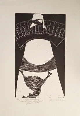 Holzstich Origina DIE TOTEN SCHWEIGEN von Robert Schanzenbacher zu A. Schnitzler - Bild 1 von 3