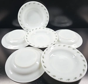 6) Corning Green Leaf Soup Bowls Set Vintage Table Dining Dishes Pyrex Retro Lot - Picture 1 of 24
