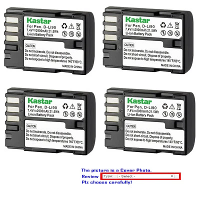 Kastar Replacement Battery for Pentax D-Li90 D-BC90 & Pentax K-1 k1 Camera - Image 1 of 3
