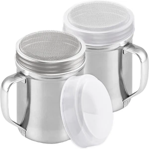 Powdered Sugar Shaker Duster - with Handle - Cinnamon Shaker for Coffee Bar - Fi - Picture 1 of 12