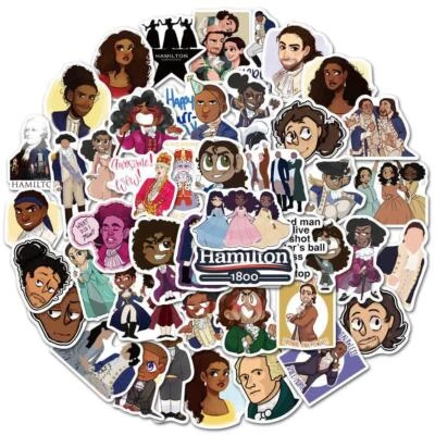 Pacote com 100 adesivos musicais Hamilton para laptop/garrafa d'água/telefone/guitarra - Imagem 1 de 4