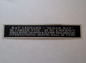 Ray Leonard Autograph Nameplate For A Signed Boxing Glove, Trunks, Photo 1.5 X 8 - Picture 1 of 10