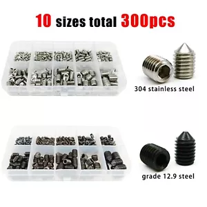 300 pz M3-M8 DIN914 Set bulloni vite cono esagonale presa esagonale cono punto fossa scatola - Foto 1 di 8