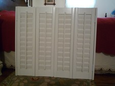 CustomShutters Plantation White Wood 29.75" H x 34" Total Width 4 Panels & Mount