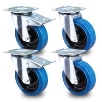 bis 160 KG pro Rolle 4 St/ück Transportrollen 100 mm M/öbelrollen Schwerlastrollen Laufrollen Blau 360/° drehbar Vollgummi Lenkrollen mit 2 x Bremse