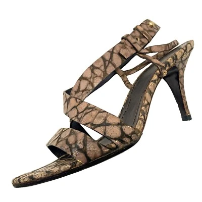 Sandalias de tacón GIVENCHY de cuero de cocodrilo topo con cordones para mujer talla 39 EU / 8 EE. UU. Foto 1 de 4