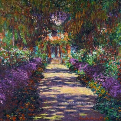 Jardín en Giverny por Claude Monet pintura al óleo HD Giclee impreso en lienzo P2341 Foto 1 de 4