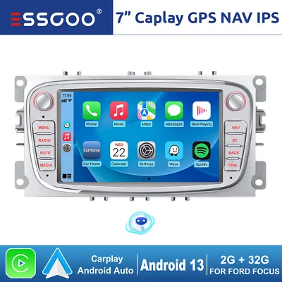 7" Carplay Android 13 Autoradio GPS Nav Für Ford Focus Mondeo Mk4 S/C-Max Galaxy - Bild 1 von 4