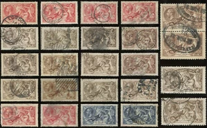GB SEAHORSES KG5th 1913-1934 ISSUES + TYPES + POSTMARKS ..PRICED SINGLY - Picture 1 of 47