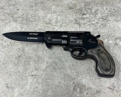 Tac Force 枪式折叠刀 0.38 特殊木柄战术户外 — 第 1/4 张图片