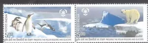 INDIA 2009 International polar Year Penguins Glacier Bear animals se-tenant - Picture 1 of 2