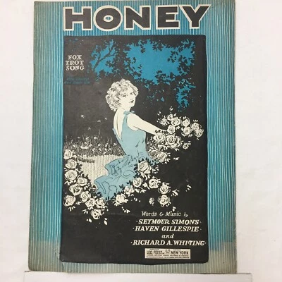 "HONEY" Fox Trot Song ©1929 Partituras De Colección Uke Banjo Simons Gillespie Foto 1 de 4
