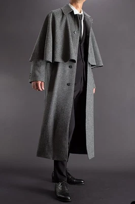 Abrigo largo de mezcla de lana británica para hombre con capa abrigo cálido de invierno para uso al aire libre Foto 1 de 4