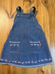 Vintage Esprit Overall Dress Jumper Denim Embroidered Size 3T - Picture 1 of 10