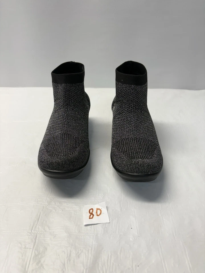 Botines Bernie Met para mujer talla 6,5 negro plateado tela brillante cuña Foto 1 de 4