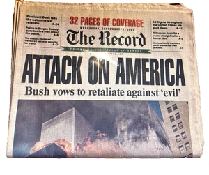 The Record New Jersey 12. September 2001 Ausgabe Angriff auf Amerika vollständige Zeitung - Bild 1 von 2