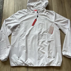 Chaqueta cortavientos Redvanly XL Dewitt blanca brillante con capucha R2360 golf nueva con etiquetas - Imagen 1 de 7