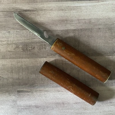 Vintage Japan Floating Fish Knife Stainless Steel with Wood Sheath - Image 1 of 4