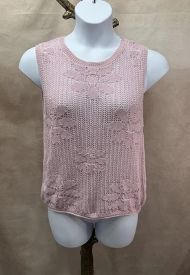 NWT Lola Pale Pink Floral Crochet Vest Size L  - Image 1 of 4
