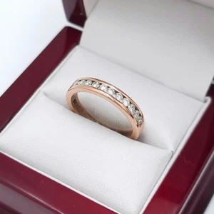 Vintage 9ct Rose Gold 1/4 ctw Half Eternity Natural Diamond Ladies Ring Size O - Picture 1 of 5