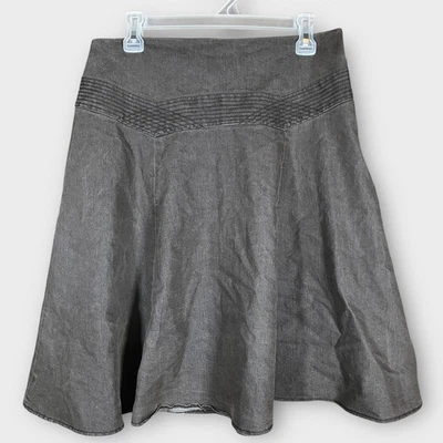 Falda vaquera ligera Larry Levine para mujer talla 10 acampanada cremallera lateral hasta la rodilla marrón” Foto 1 de 4