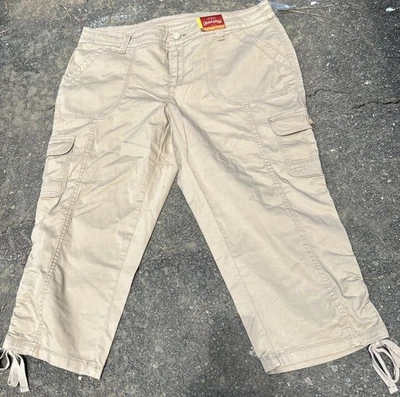 Faded Glory Khaki Cargo Pants w/ Drawstrings Women's Size 14 - Image 1 of 4