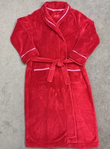 Albornoz rojo felpa Victoria’s Secret rosa ribete bolsillos talla grande - Imagen 1 de 4