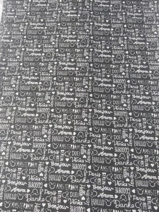 Black White Mickey Mouse Words Cotton Quilt Fabric~Disney~Greetings~4+ Yards - Picture 1 of 5