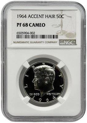 1964 Proof Accent Hair Kennedy Half Dollar NGC PF68 Cameo - Image 1 of 4