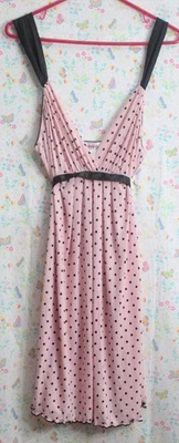 Maidenform Women's L Pink & Black Polka Dot Babydoll Short Nightgown EUC - Image 1 of 4