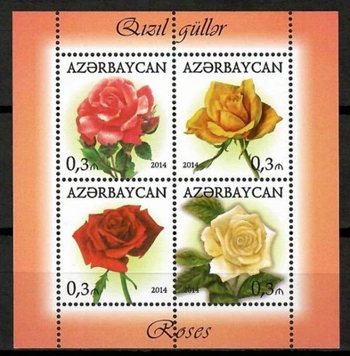 Azerbaijan 2014 * Flowers * Roses * Flora * S/ Sheet * MNH - Image 1 of 2