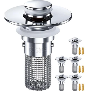 6 Pcs Bathroom Sink Drain Strainer Pop up Sink Drain Filter with Removable St... - Picture 1 of 6