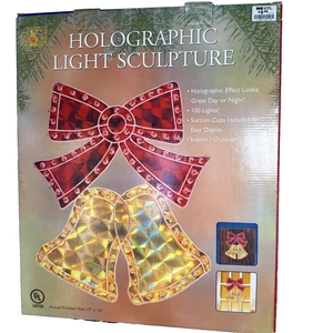 2002 Holographic Light Sculpture Door Hanger Christmas Bells - Picture 1 of 8
