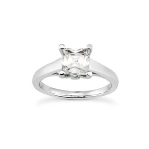 1 ctw D VS1 Princess Brillant natürliche zertifizierte Diamanten 14k Gold Akzent Ring - Bild 1 von 3