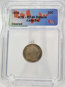 1858 CANADA TEN CENT ICG EF40 DETAILS (BT1191) - Picture 1 of 4