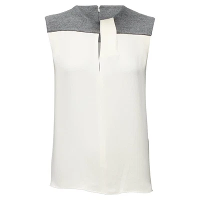 Blusa Balenciaga Seda Crepé Tejida Yugo Corte Mujer Crema Talla 38 Foto 1 de 4