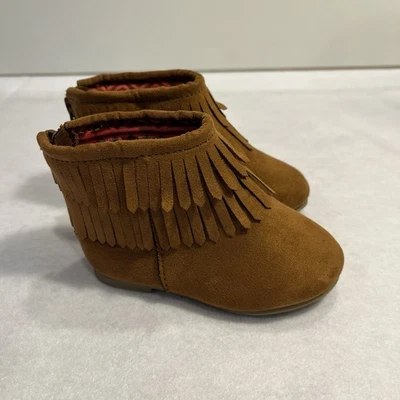 Mocasines Garanimals para niños pequeños, talla 4 marrón imitación cuero usado en excelente estado cremallera trasera Foto 1 de 4