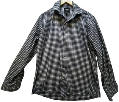 Bonobos Mens Office Wrinkle-Free Dress Shirt Slim Fit Sz L Navy White Check - Image 1 of 4