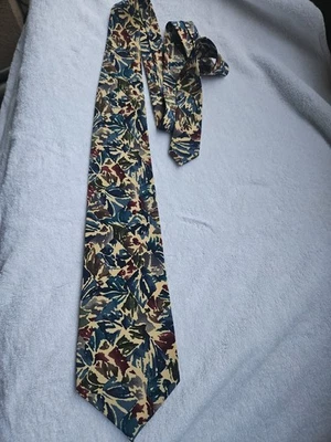 ADOLFO шелковый галстук мужской крем с многоцветными акцентами * очень хороший * - Изображение 1 из 4
