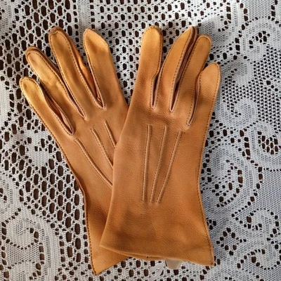Guantes de piel de ciervo para mujer beige talla 7 vintage hechos en EE. UU. Foto 1 de 4