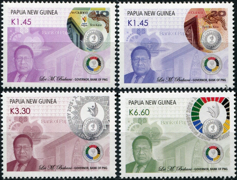 Papua New Guinea 2016. Commemorative Coins and Notes PNG (MNH OG **) 4 stamps - Image 1 of 1