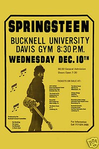 Rock: Bruce Springsteen at Bucknell University Concert Poster 1974 12x18