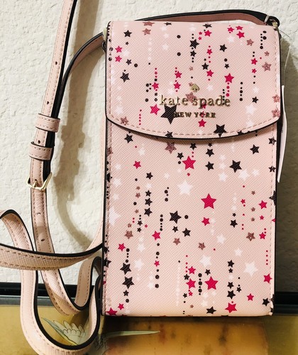 Borsa a tracolla Kate Spade Twinkle Stampata Nord Sud Flap nuova con etichette rosa multi